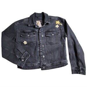 Abercrombie Kids Embroidered Dark Wash Jean Jacket Sz 13/14 School Streetwear